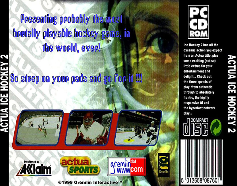 Actua Ice Hockey 2 - zadn CD obal