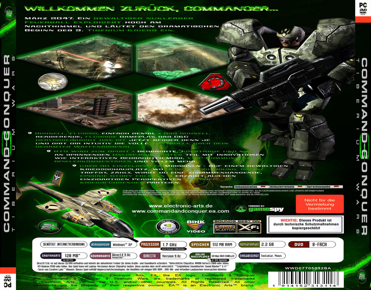 Command & Conquer 3: Tiberium Wars - zadn CD obal