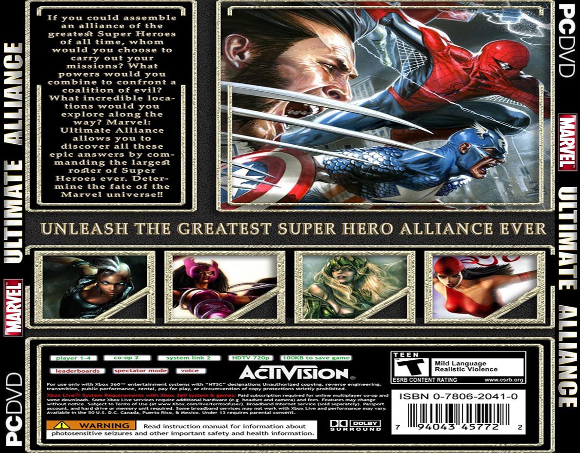 Marvel: Ultimate Alliance - zadn CD obal 2