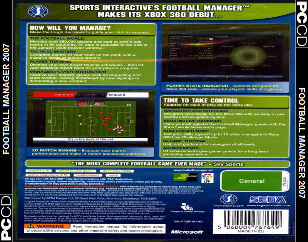 Football Manager 2007 - zadn CD obal