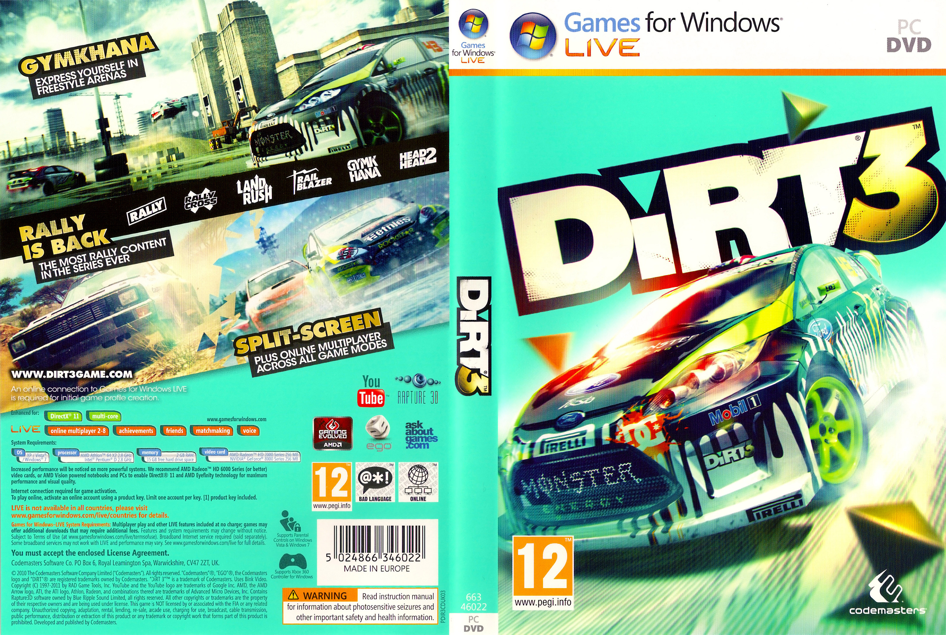 DiRT 3 - DVD obal