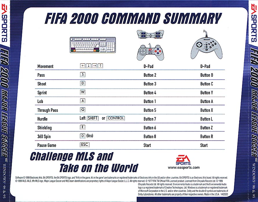 FIFA 2000: Major League Soccer - zadn CD obal