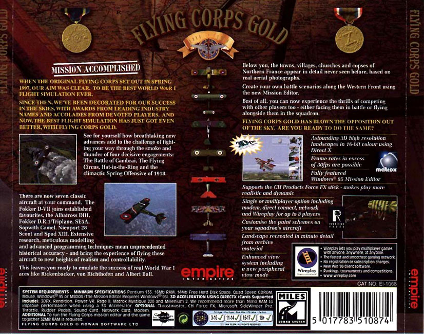 Flying Corps: Gold - zadn CD obal