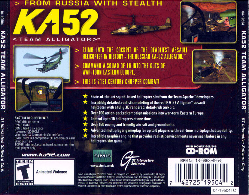 KA52 Team Alligator - zadn CD obal