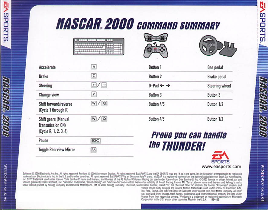 Nascar 2000 - zadn CD obal