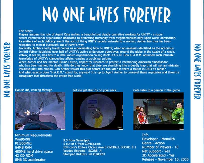 No One Lives Forever - zadn CD obal 3