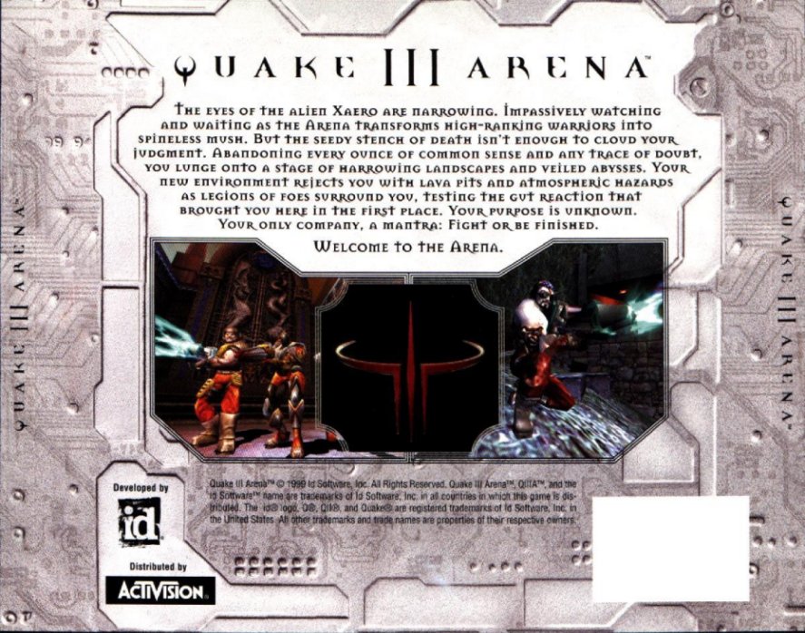 Quake 3: Arena - zadn CD obal