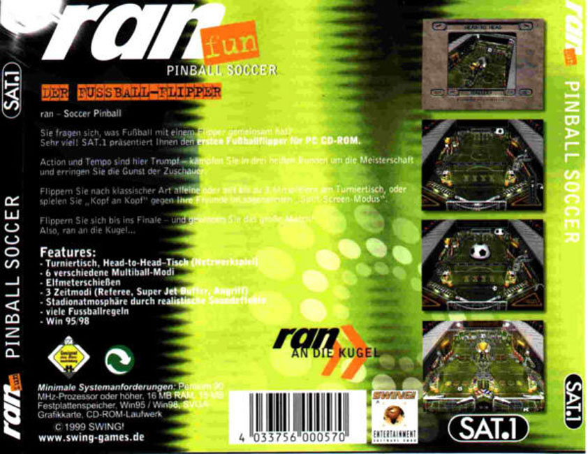 Ran: Pinball Soccer - zadn CD obal