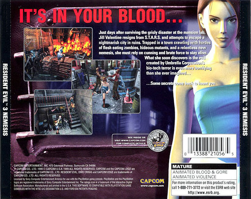 Resident Evil 3: Nemesis - zadn CD obal