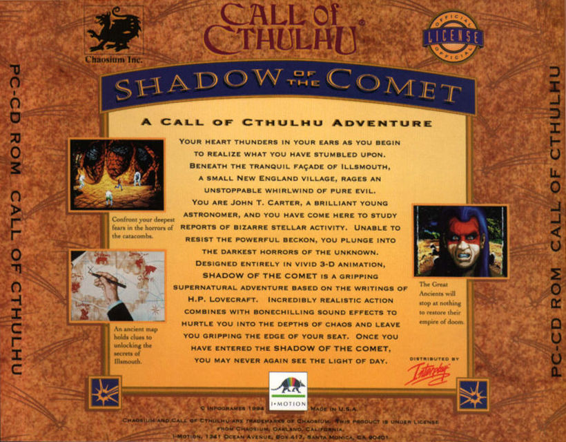 Call of Cthulhu: Shadow of the Comet - zadn CD obal