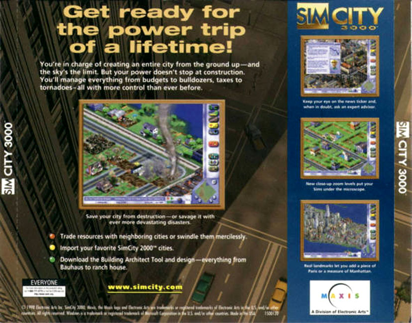 SimCity 3000 - zadn CD obal 2