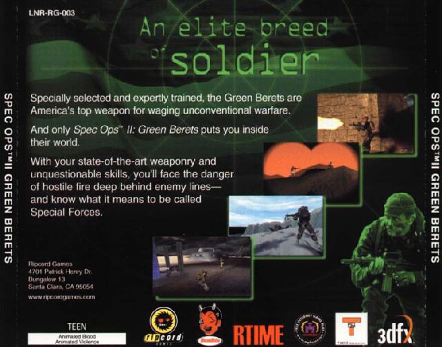 Spec Ops 2: Green Berets - zadn CD obal