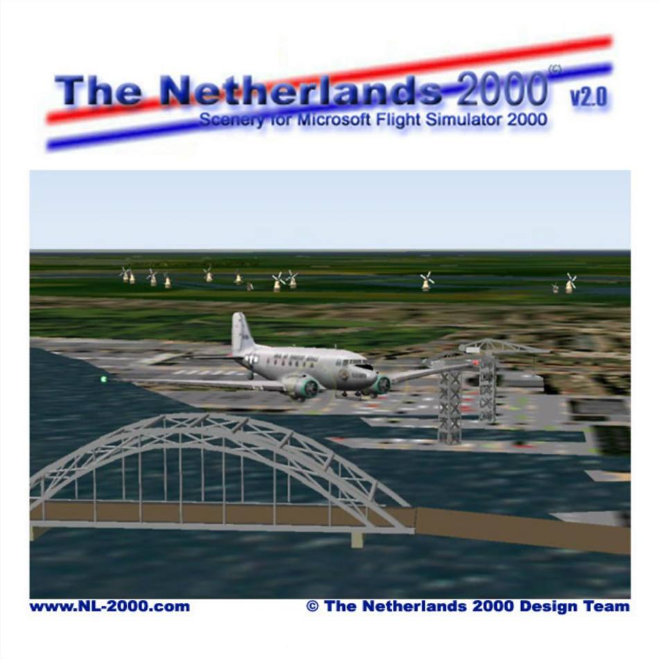 The Netherlands 2000 v2.0: Scenery for MS Flight Simulator 2000 - predn CD obal