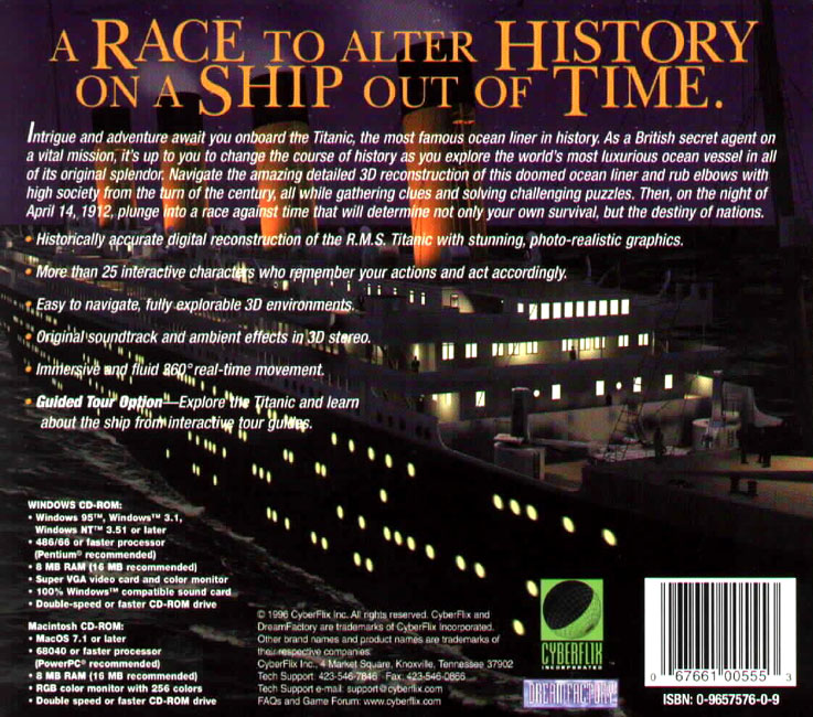 Titanic: Adventure out of Time - zadn CD obal