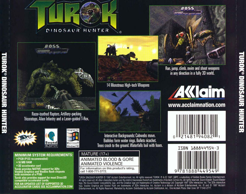 Turok: Dinosaur Hunter - zadn CD obal
