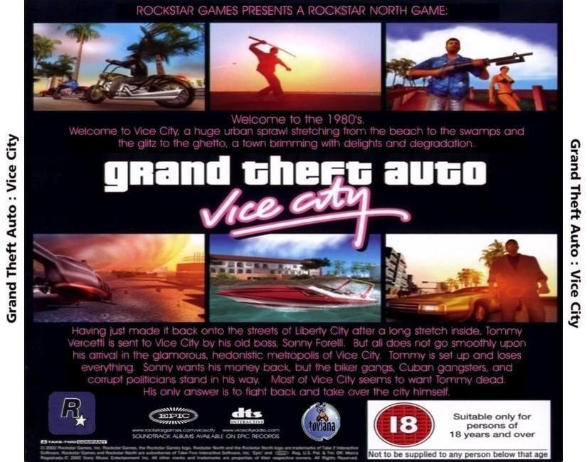 Grand Theft Auto: Vice City - zadn CD obal