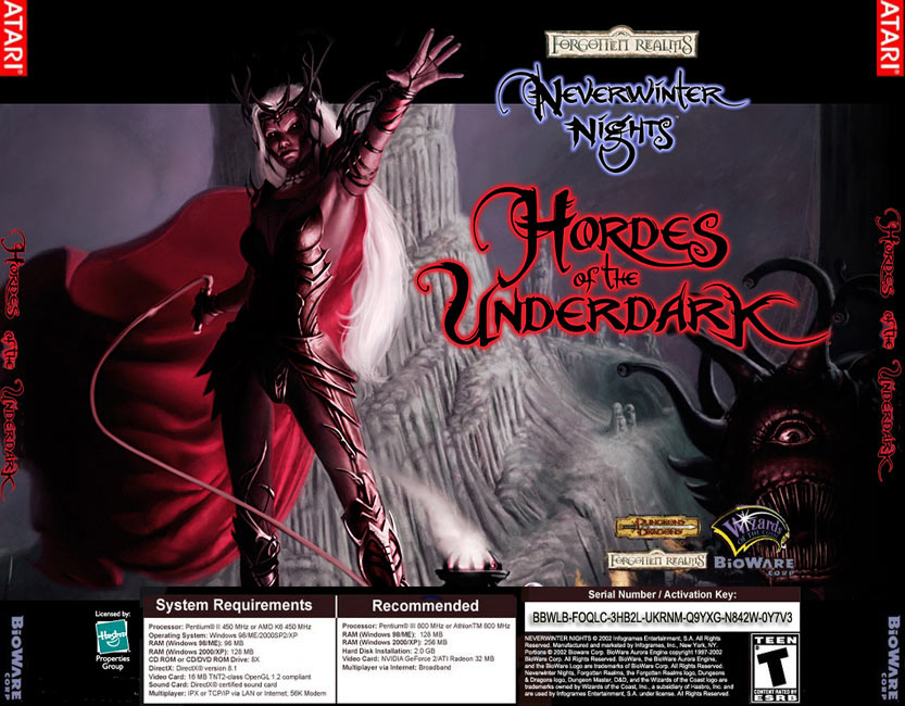 Neverwinter Nights: Hordes of the Underdark - zadn CD obal