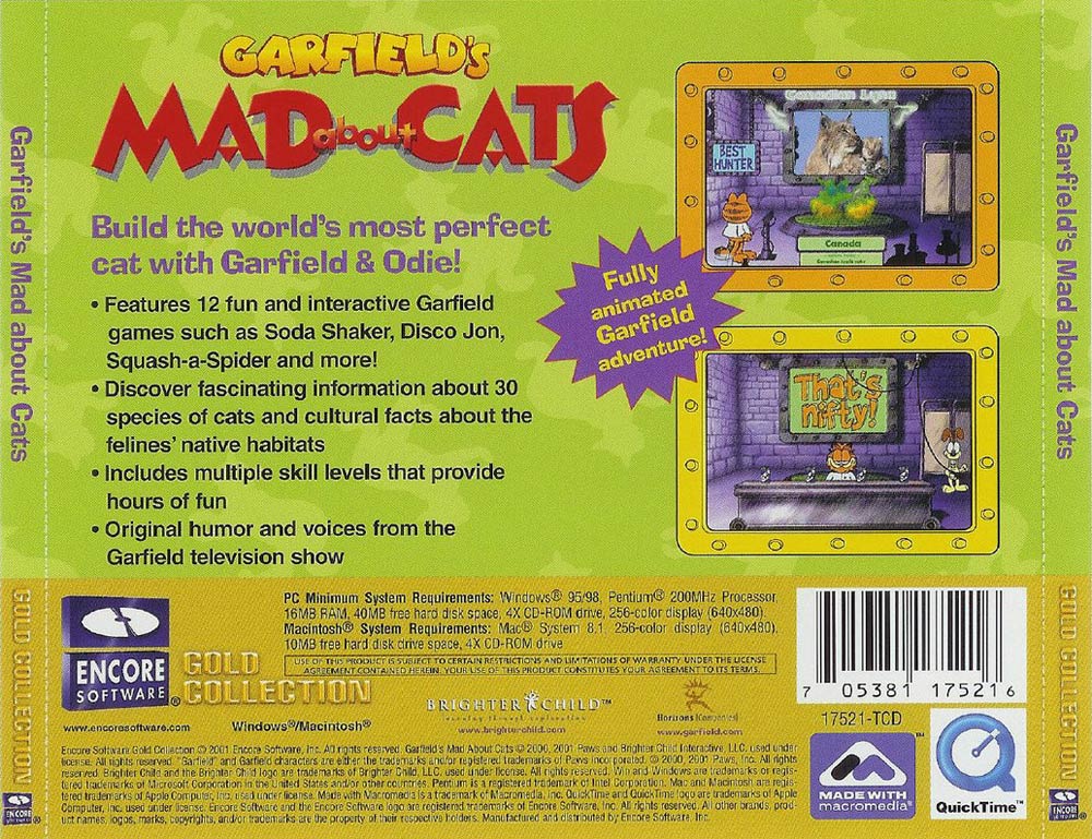 Garfield's Mad About Cats - zadn CD obal