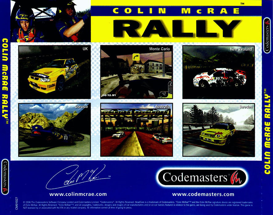 Colin McRae Rally - zadn CD obal