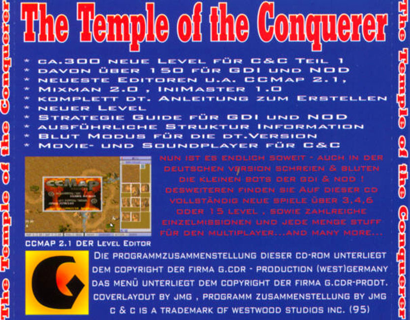 Command & Conquer Level: The Temple of the Conquerer - zadn CD obal