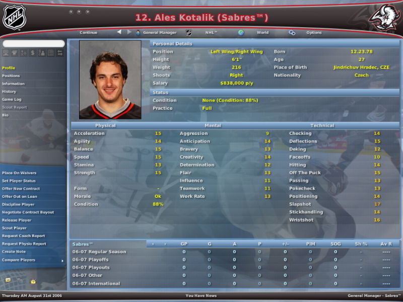 NHL Eastside Hockey Manager 2007 - screenshot 3