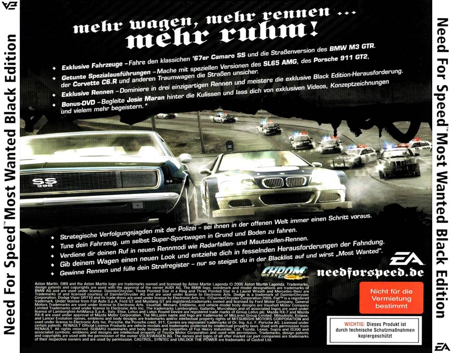 Need for Speed: Most Wanted Black Edition - zadn CD obal