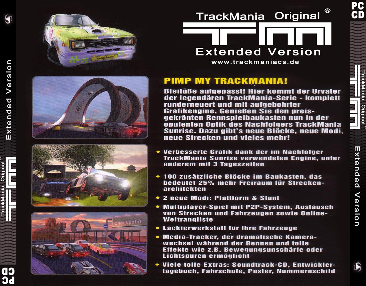 TrackMania Original - zadn CD obal