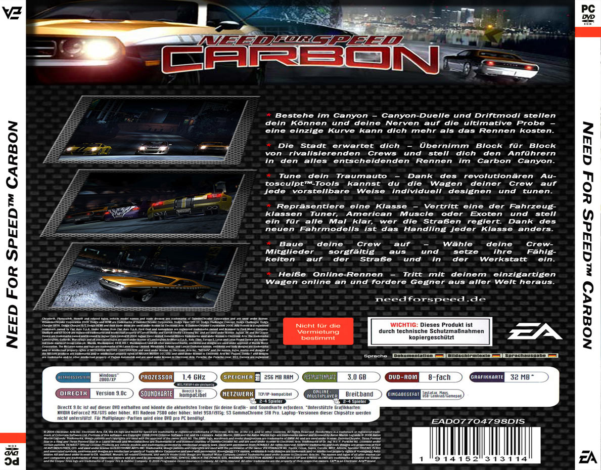 Need for Speed: Carbon - zadn CD obal