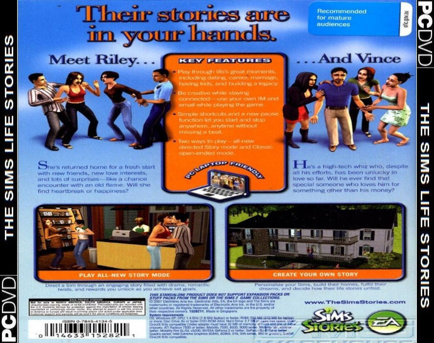 The Sims Life Stories - zadn CD obal