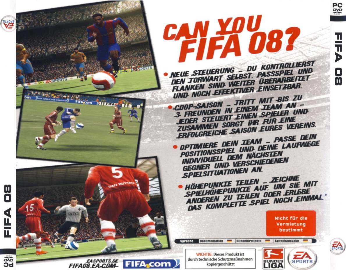 FIFA 08 - zadn CD obal