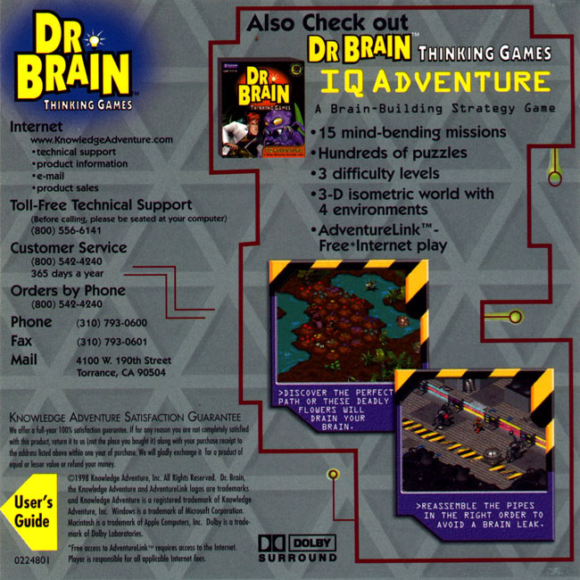 Dr. Brain Thinking Games: Puzzle Madness - predn vntorn CD obal