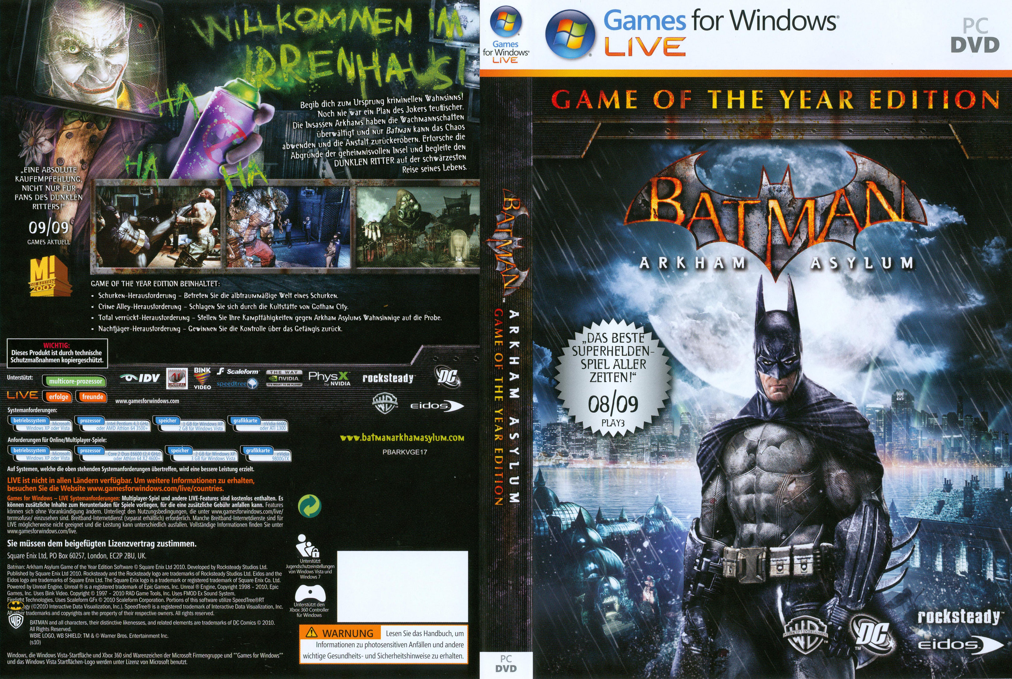Batman: Arkham Asylum - Game of the Year Edition - DVD obal