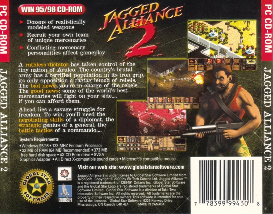 Jagged Alliance 2 - zadn CD obal