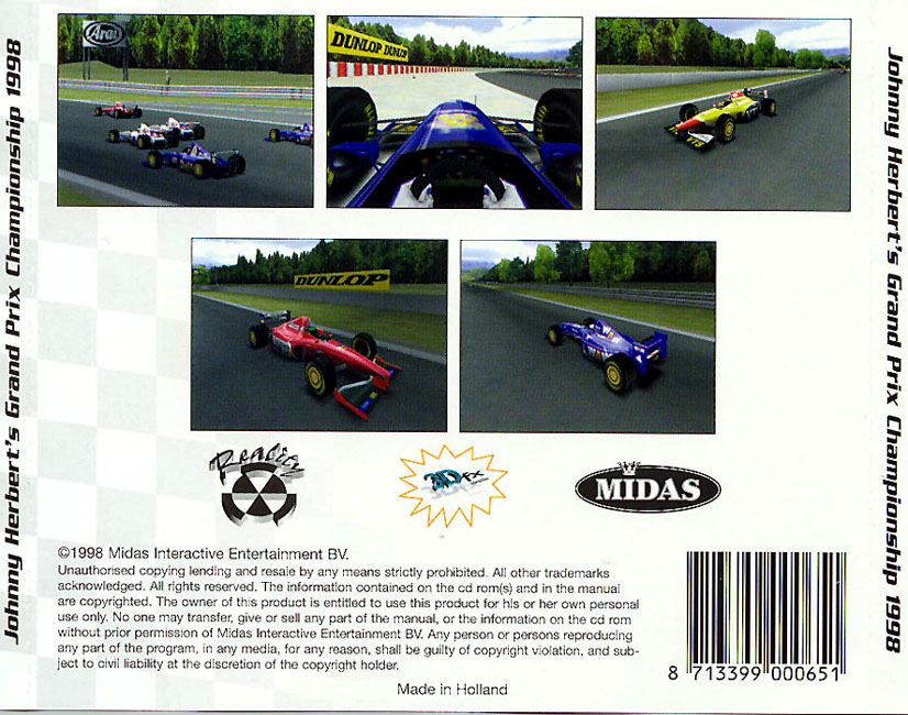 Johnny Herbert's Grand Prix Championship 1998 - zadn CD obal