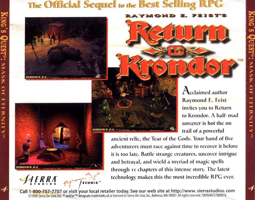 King's Quest 8: Mask of Eternity - zadn CD obal