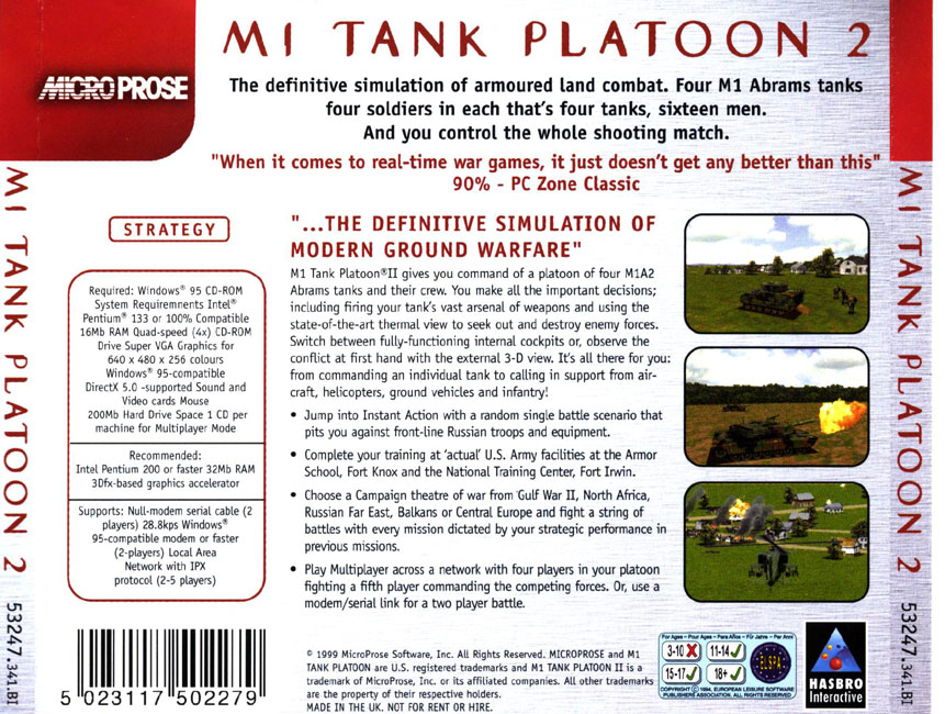 M1 Tank Platoon 2 - zadn CD obal