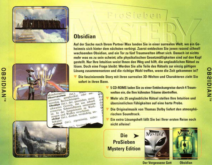 Obsidian - zadn CD obal