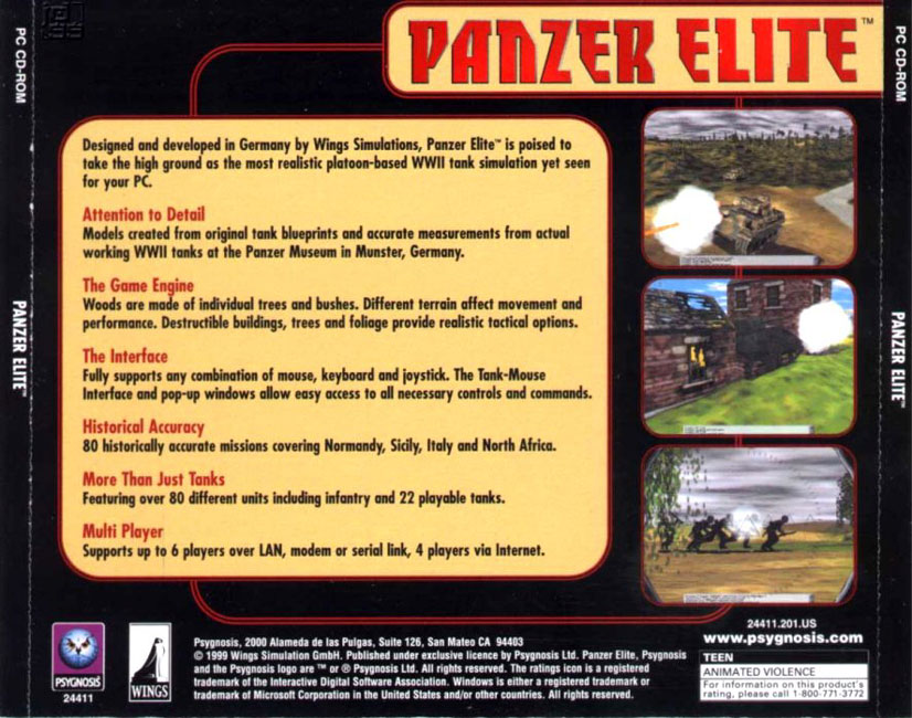Panzer Elite - zadn CD obal