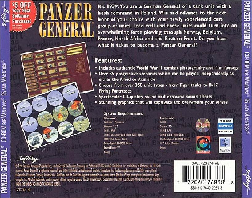 Panzer General - zadn CD obal