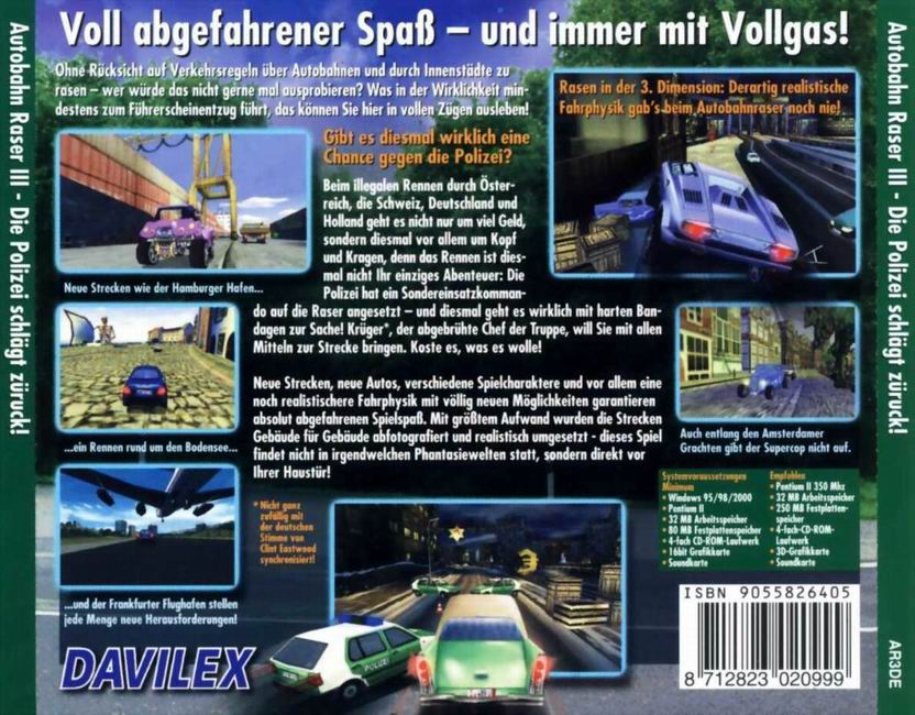Autobahn Raser 3 - zadn CD obal