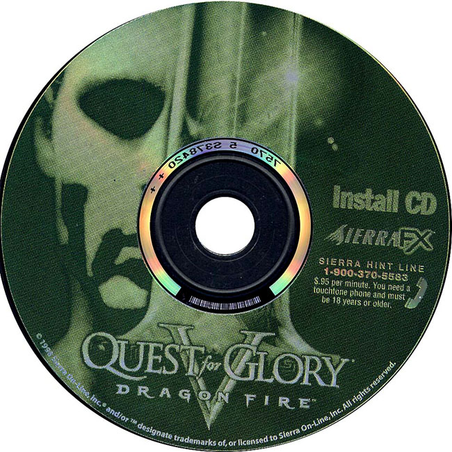 Quest for Glory 5: Dragon Fire - CD obal