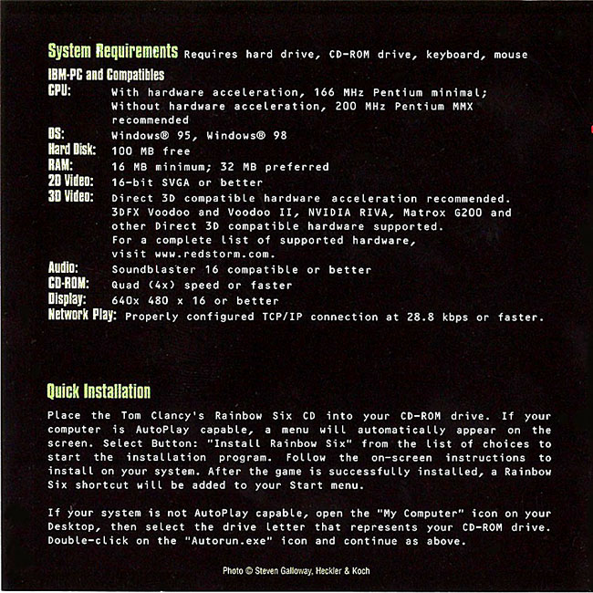 Rainbow Six - predn vntorn CD obal