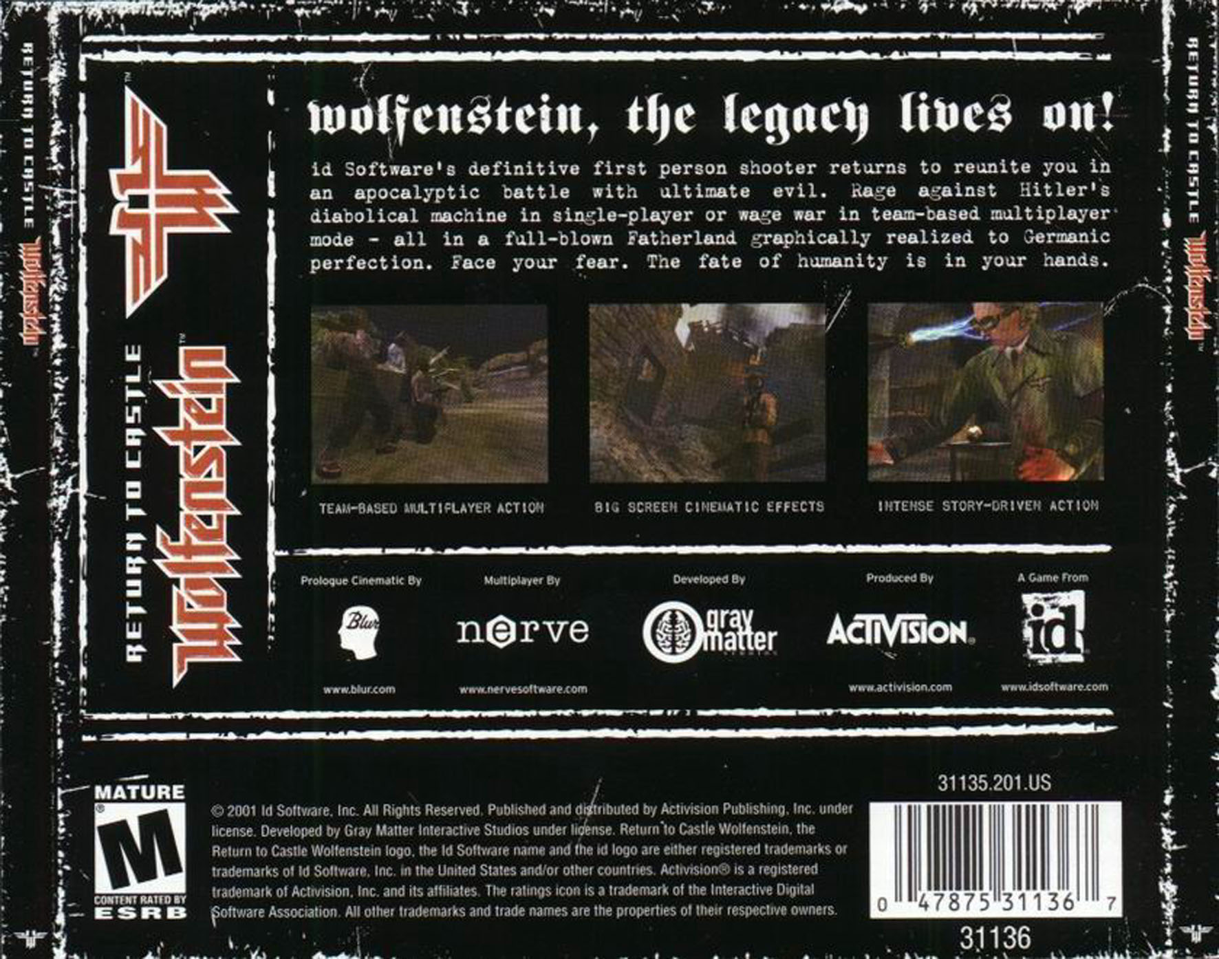 Return to Castle Wolfenstein - zadn CD obal 2
