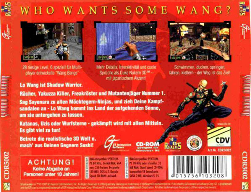 Shadow Warrior (1997) - zadn CD obal