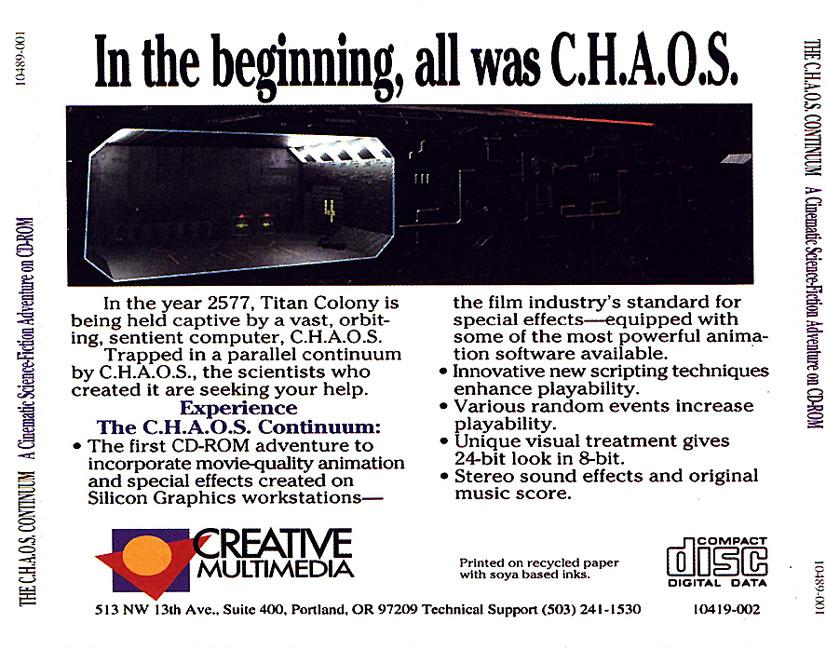 The C.H.A.O.S. Continuum - zadn CD obal