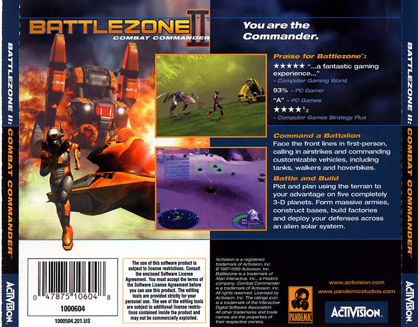 Battle Zone 2: Combat Commander - zadn CD obal