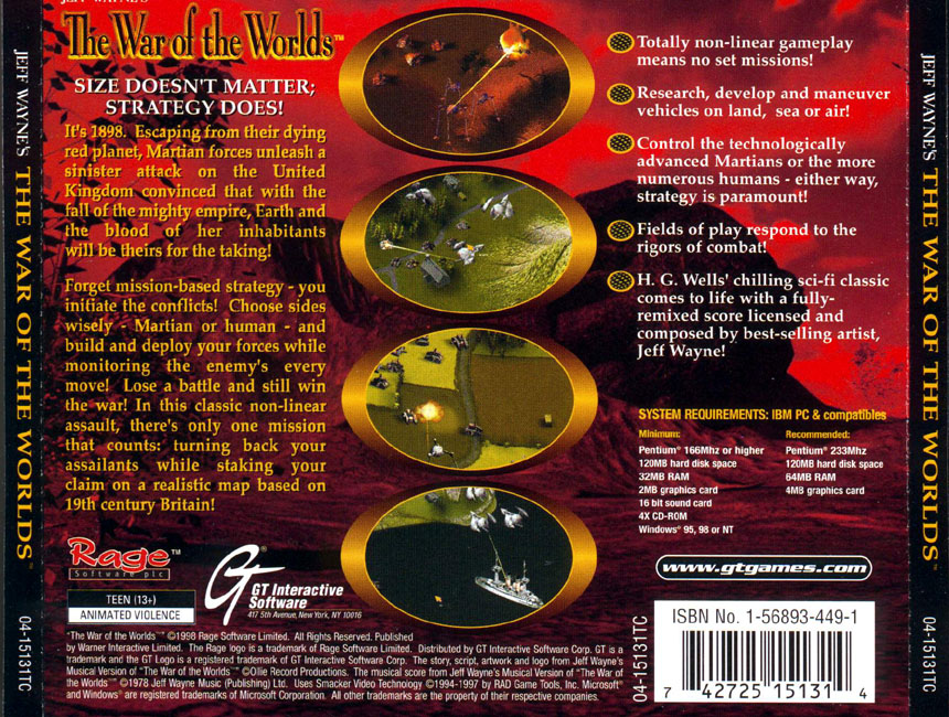The War of the Worlds (Jeff Wayne's) - zadn CD obal