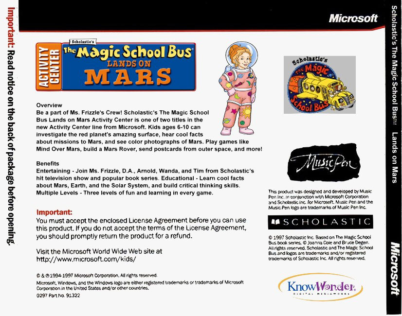 Magic School Bus: Mars - zadn CD obal