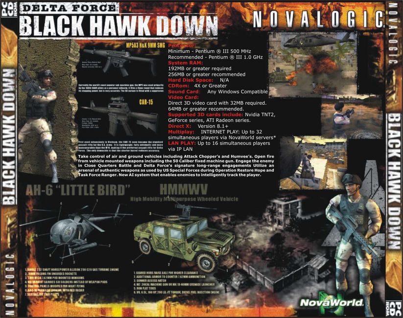 Delta Force: Black Hawk Down - zadn CD obal