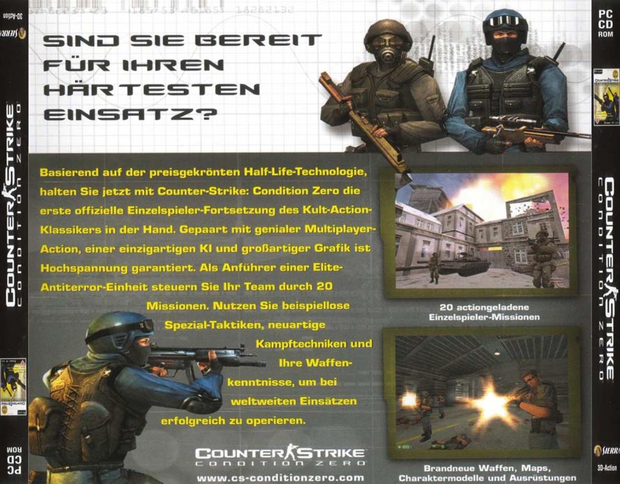 Counter-Strike: Condition Zero - zadn CD obal